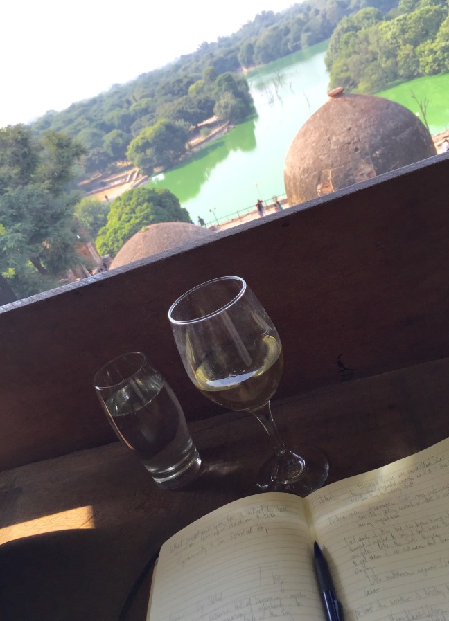 Afternoon food and relaxation at Mia Bella, overlooking the lake and adjoining ruins.