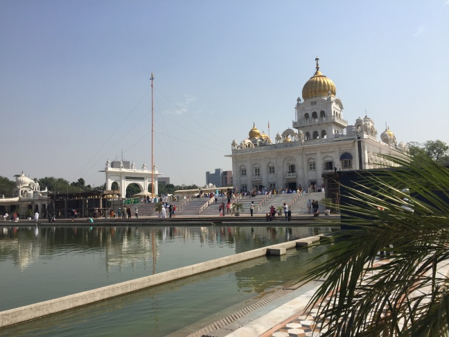 The large pool area, behind the temple.