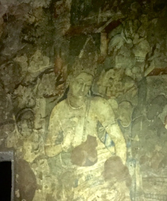 The most famous painting at Ajanta, an enormous fresco of Padmapani. 