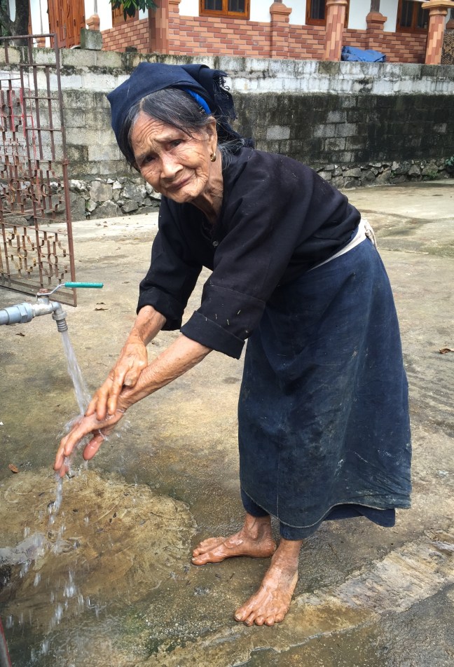 Washing off the dirt.
