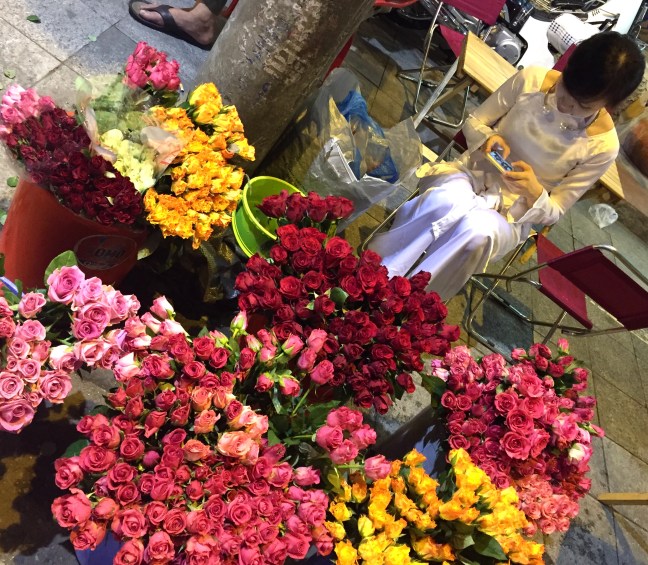 Flowers and a phone.