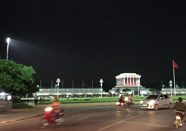 Ho Chi Minh Mausoleum at night.