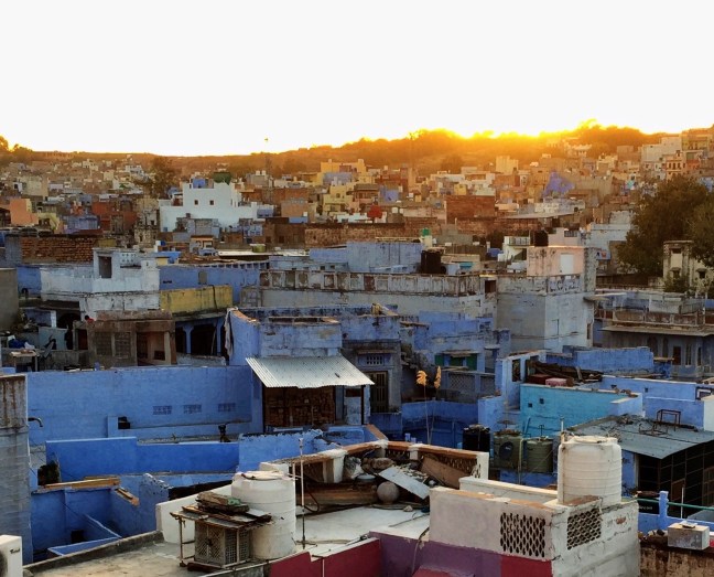 Dusk, overlooking the city.
